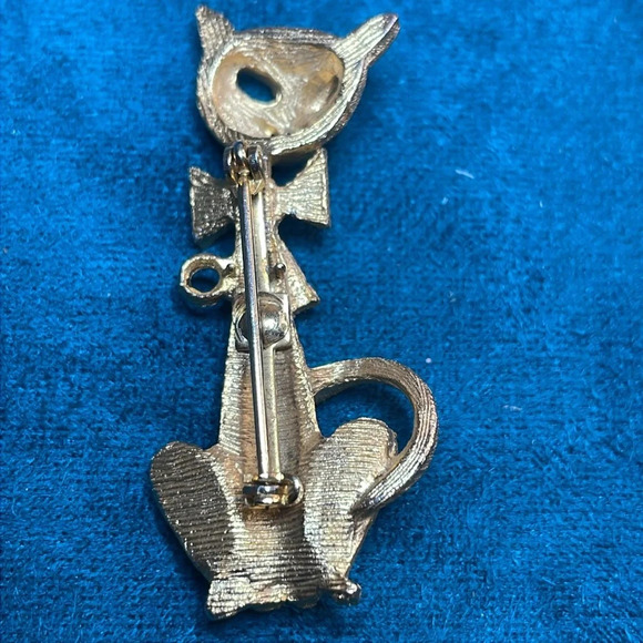 Vintage Retro Gold Tone Kitty Cat Brooch - Picture 4 of 5